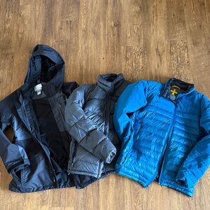 Men's Black and Blue Jackets Set Cole Haan Mountain Hardwear Down Columbia Down